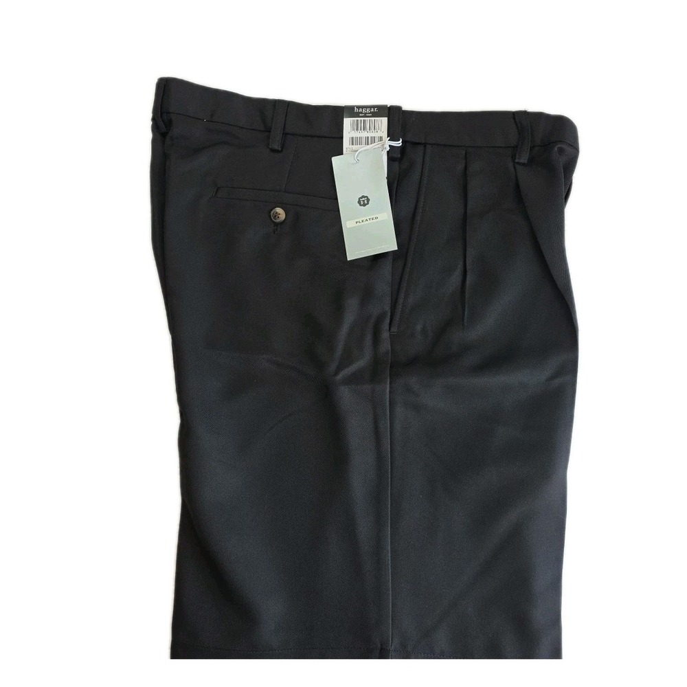 Haggar Cool 18‎ Performance Shorts with Pleated Front- Size 34W Men's BLACK NWT